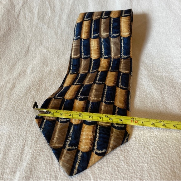 FREE IF BUNDLED George Machado Neck Tie Color Block Pattern 100% Silk Extra Long - Picture 2 of 5